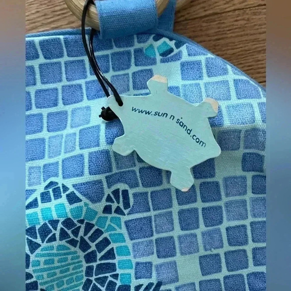 NEW Sun N Sand Beach /Pool Canvas Tote BAG Blue Green Ocean Turtles Fish - Picture 9 of 10